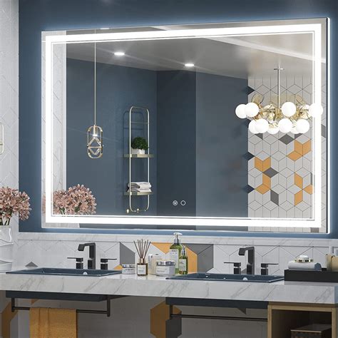 Keonjinn 60 X 40 Inch LED Bathroom Mirror With Lights Adjustable 3000K