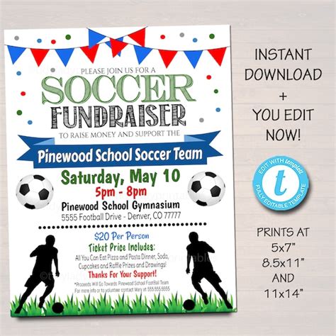 Editable Soccer Fundraiser Flyer Printable Pta Pto Flyer Etsy