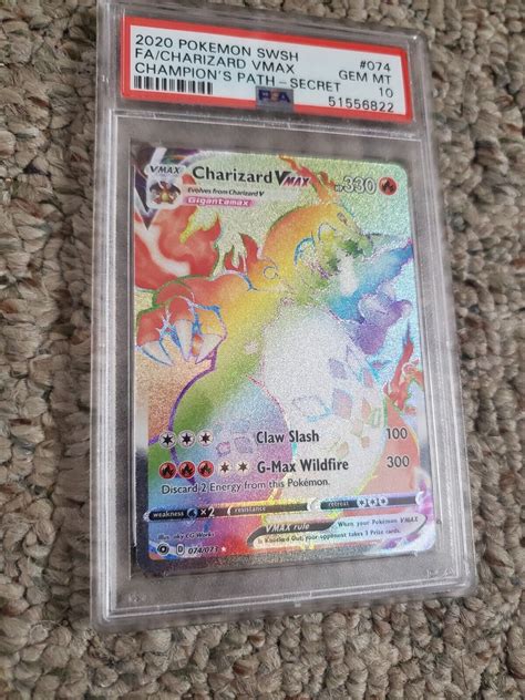 Mavin 2020 Pokemon Swsh Champions Path Full Art Charizard Vmax Rainbow Psa 10 074