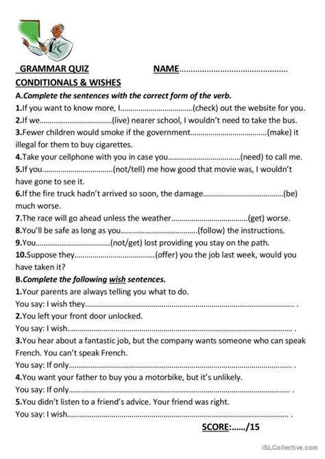 Conditionals And Wishes English Esl Worksheets Pdf And Doc