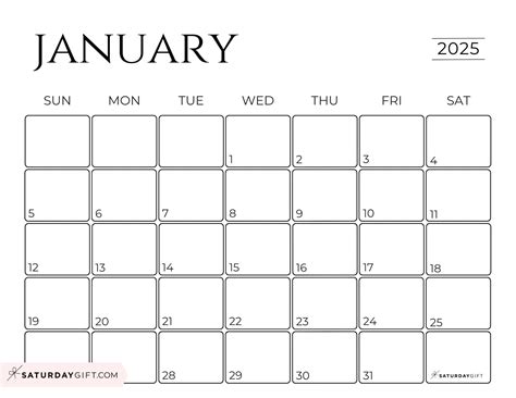 Cute Printable January 2025 Calendar Brena Clareta