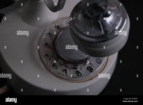 Old White Rotary Telephone Stock Photo Alamy