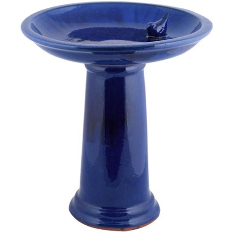 Ceramic Bird Bath with Stand: Smooth, Glazed Pedestal - Bird Barn