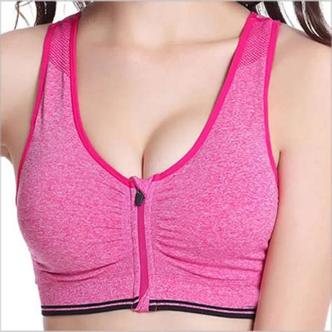 7 Color Women Push Up Zipper Sports Bra Padded Wirefree Shockproof Gym