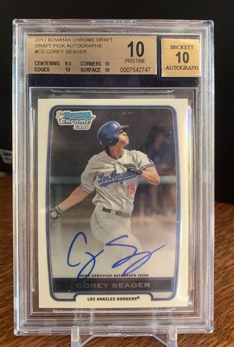 Corey Seager 2012 Bowman Chrome Draft Autographs BGS 10 10 Auto Low Pop