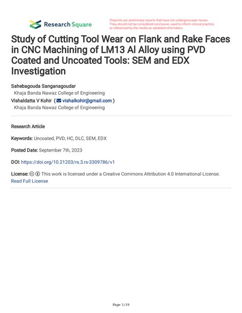 Pdf Study Of Cutting Tool Wear On Flank And Rake Faces In Cnc