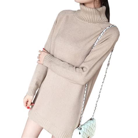 Female Thick Turtleneck Sweaters Autumn Winter Solid Color Long Sleeve