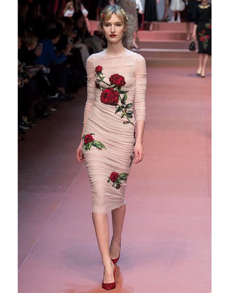 Dolce And Gabbana Stretch Tulle Rose Dress In Pink Lyst
