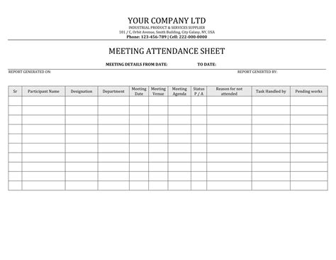 Meeting Attendance Sheet