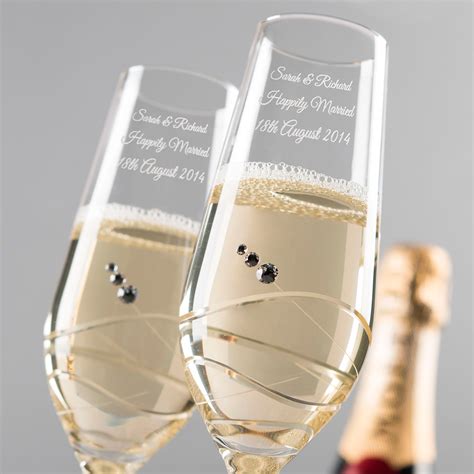 Engraved Set Of Crystal Champagne Flutes Wedding Gettingpersonal