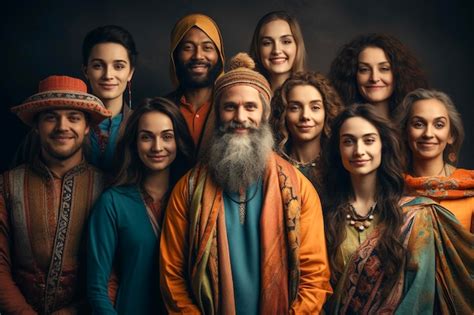 premium ai image portrait  multiracial  multiethnic young people group diversity