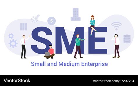 Sme Small And Medium Enterprise Concept With Big Vector Image