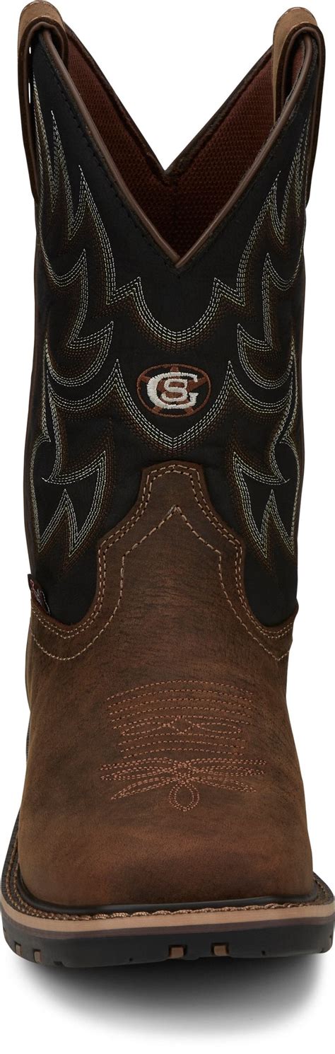 Justin Men S George Strait Fireman Tan Square Toe Cowboy Boots Gr