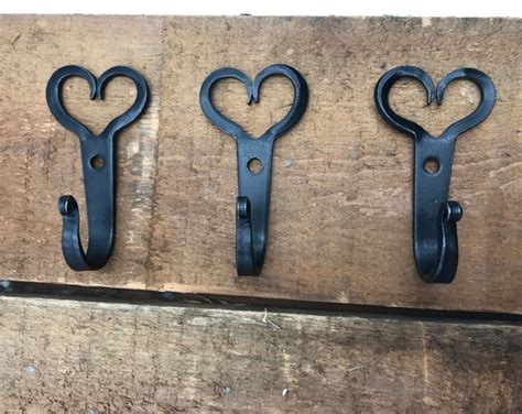 Pair Hand Forged Leaf Hooks Made By Blacksmith Etsy