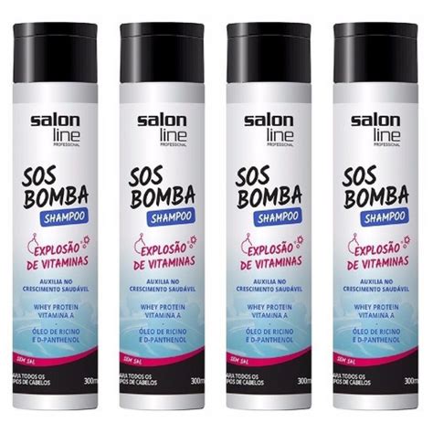 4 Shampoo Bomba Sos Salon Line Crescimento Capilar 300ml R 8690