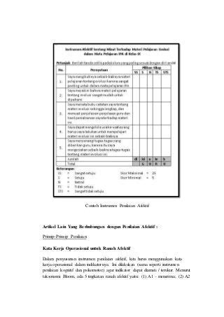 Detail Contoh Instrumen Penilaian Kognitif Koleksi Nomer