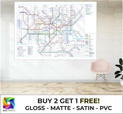 Mappa Della Metropolitana Di Londra Dettagliata Grande Poster Stampa