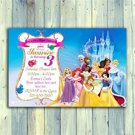 Disney Princess Invitación Princesa Cumpleaños Invitación Parte Ideas Invitaciones De