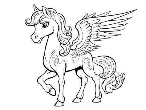 Lovely Pegasus Coloring For Kids Coloring Page