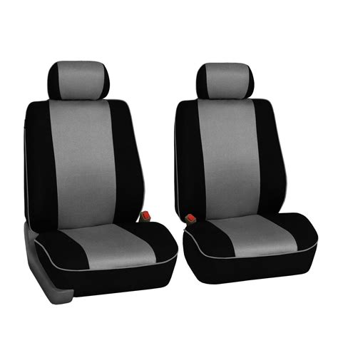 Cloth Car Seat Covers With Piping Full Set Split Gray Black Ebay