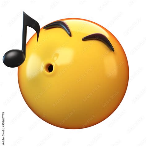 Whistling Emoji Isolated On White Background Music Emoticon 3d