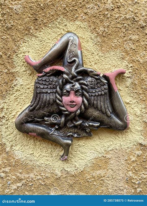 Ceramic Sicilian Triskelion On The Wall Trinacria Traditional Symbol