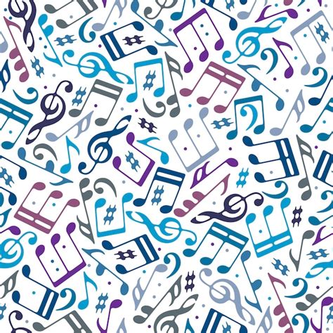 Notas musicales de fondo vectorial de patrón sin costuras Vector Premium