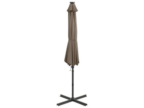 Vidaxl parasol déporté avec mât et lumières led taupe 300 cm Conforama