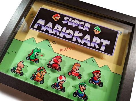 Super Mario Kart Shadowbox Wall Art Title Screen Etsy Shadow Box