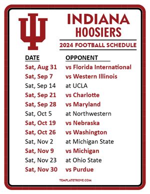 Printable 2024 Indiana Hoosiers Football Schedule