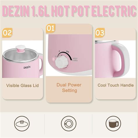 Dezin Electric Hot Pot 1 6L Stainless Steel Cooker For Ramen Eggs