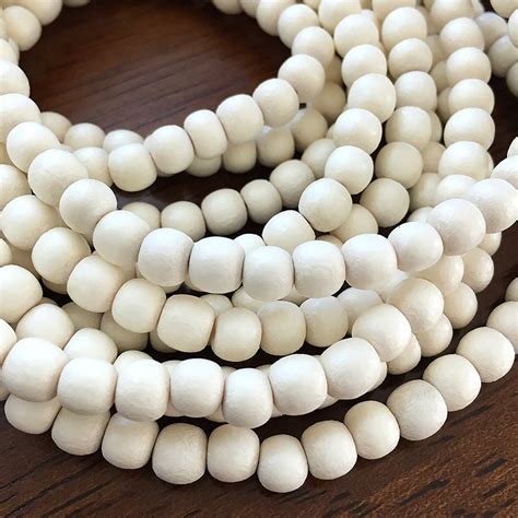 Natural White Wood Beads Round White Wooden Mala Beads Whitewood