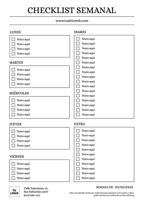 Plantillas De Listas De Verificación Editables Online Checklists