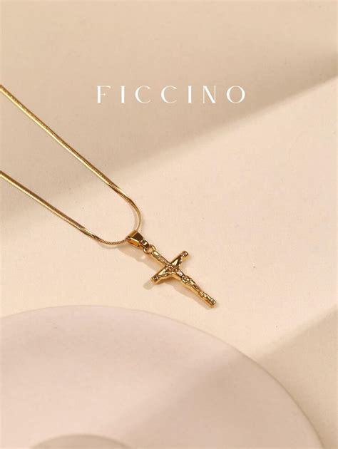 Ficcino Ficcino Men S Necklace K Gold Plated Jesus Cross Pendant With