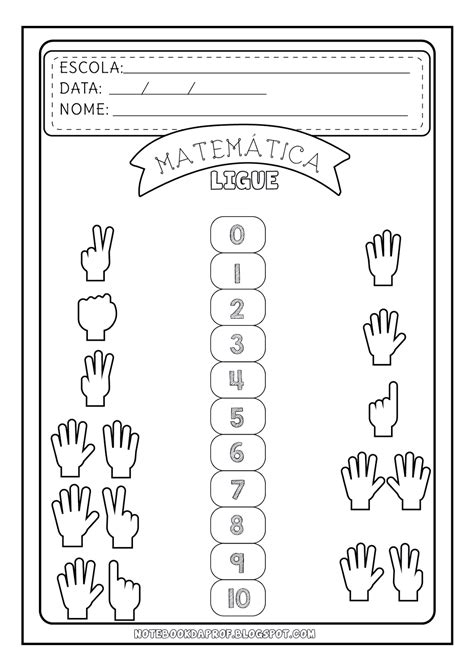 Atividades Contando as Mãos Ensino dos números Planilhas pré
