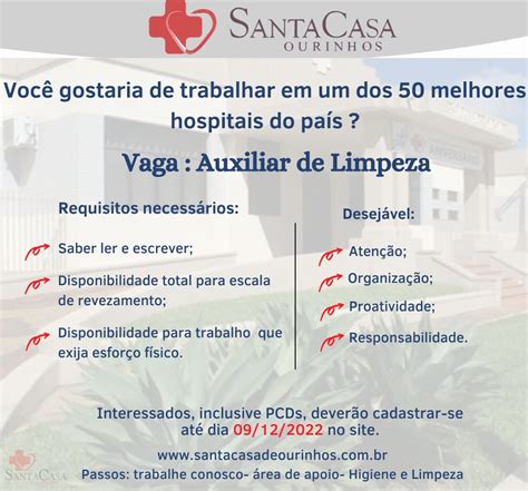 Associa O Da Santa Casa De Ourinhos Divulga Vagas Para Auxiliar De