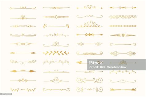 Koleksi Pembagi Teks Emas Yang Digambar Dengan Tangan Garis Kaligrafi