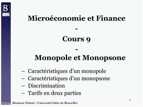 Ppt Micro Conomie Et Finance Cours Monopole Et Monopsone