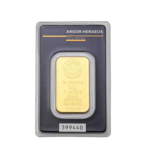 Lingote Oro Argor Heraeus 20 G Invermoneda