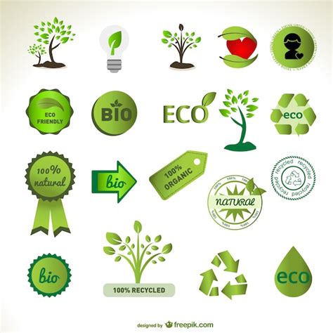 Free Vector Green Eco Badges And Tree Designs