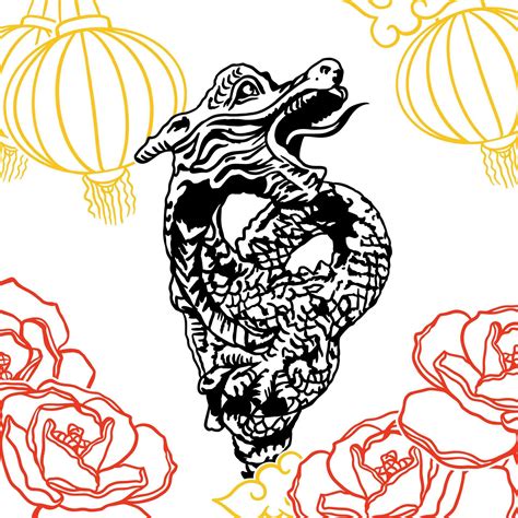 Chinese dragon, lanterns, vector. Chinese New Year. Design element for