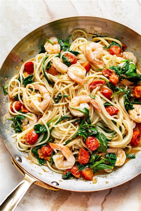 Tomato Spinach Shrimp Pasta Salt Lavender