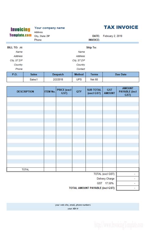 Australian Gst Invoice Template Intended For Australian Invoice Template Word 10 Examples Of