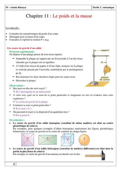 S Rie D Exercices Le Poids La Masse Relation Entre Poids Et Masse Hot