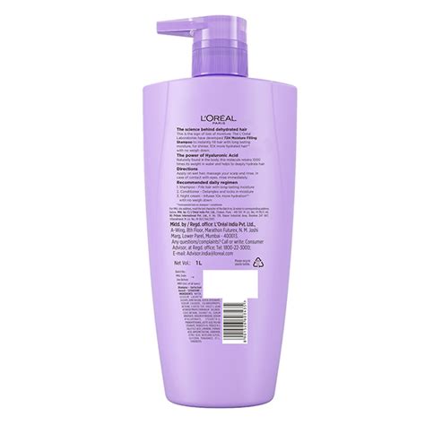 Buy Loreal Paris Hyaluron Moisture 72h Moisture Filling Shampoo With Hyaluronic Acid 1000 Ml