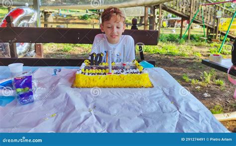 Birthday. Cake with Candles 10 Years Stock Image - Image of flame ...