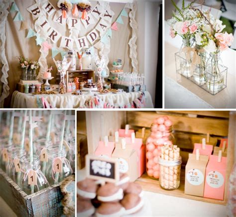 Kara's Party Ideas Cookies and Milk Vintage Shabby Chic 1st Birthday Party Planning Ideas