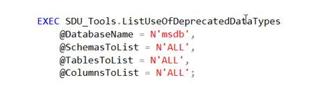 Sdu Tools List Use Of Deprecated Data Types In A Sql Server Database Updated The Bit Bucket