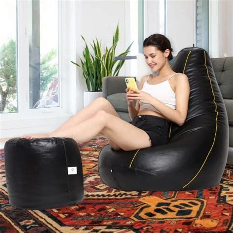 AARIJ MART LUXURIOUSNESS Bean Bag With Footstool With Beans Filled