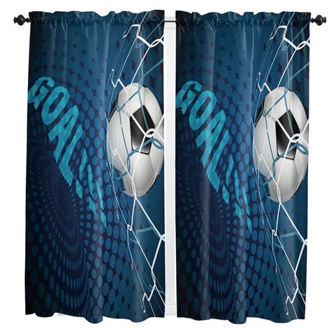 Soccer Football Net Sketch Curtain For Living Room Kids Bedroom Kitchen